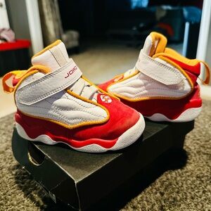Jordan Pro Strong Kids' (Red, White, and Yellow Sneakers)